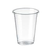 TELEVASO - 3000 uds - Vaso de plástico color transparente, de polipropileno (PP) - Capacidad de 200 ml - Desechables y reciclables - Ideal para bebidas frías como agua, refresco, zumos, té helado