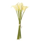 9piezas de Cala Flor Artificial Plantas Floral Ramo Decoración Boda Hogar Elegante - Blanco lechoso