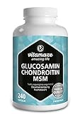 Glucosamina, Condroitina, MSM + Vitamina C Complejo VITAL alta Dosis, 240 Cápsulas durante 2 Meses, Suplemento Alimenticio Natural sin Aditivos Innecesarios