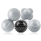 RYACO Bolas de masaje set de 4 bolas, con pinchos, bola de lacrosse, bola de cacahuete para terapia de puntos de activación muscular, liberación miofascial, fascitis plantar (4pcs)
