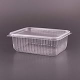 (Paquete de 100) 750 ml PP Envases grandes para ensaladas Comida rápida para llevar Caja desechable con tapas de plástico Almacenamiento (100, 750 ml)
