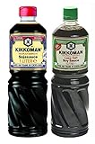 Salsa de soja Kikkoman - 1000 ml / 1 litro - 43% menos de sal + Salsa de soja Kikkoman - 100ml / 1 litro