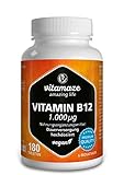 Vitamaze Vitamina B12 1000 mcg Comprimidos de con Metilcobalamina, 180 Comprimidos Vegana, 6 Meses de Suministro, Organica Pura Suplemento Alimenticio sin Aditivos Innecesarios, Calidad Alemana