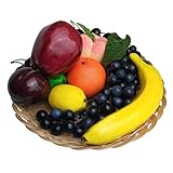 Lorigun Set de Frutas Artificiales para decoración de Accesorios de Frutas Falsas, 10 Tipos de Frutas (Total 12 Piezas)