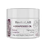 RevitaLAB - Crema hidratante antiarrugas de día y de noche con colágeno enriquecida con ácido hialurónico, L-arginina, retinol y un filtro UVA/UVB, franja de edad 50-65, 50 ml