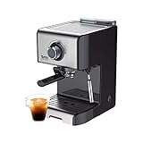 TM Electron TMPCF101 cafetera Espresso Manual con 15 Bares de presión, 1200W, depósito 1,2 L, espumador de Leche, 3 Funciones, Fabricado en Acero Inoxidable, 1 Cups