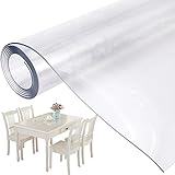 Mantel Transparente de PVC Plástico Grueso Impermeable para Mesa Cocina 155x90cm