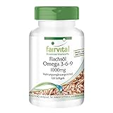 Aceite de Semillas de Lino 1000mg - Cápsulas de Omega 3-6-9 vegetal - Prensado en frío - 120 Cápsulas blandas - Calidad Alemana