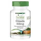 Clorela 400mg - Chlorella Vulgaris - VEGANA - 100% PURA y sin aditivos - Dosis elevada - 500 Comprimidos - Calidad Alemana