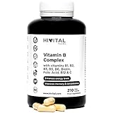 Vitamina B Complex | 210 cápsulas veganas para 7 meses | Complejo Vitaminas B con B1, B2, B3, B5, B6, B12, Biotina y Ácido Fólico | Aumenta el nivel de energía y mejora la concentración y la memoria
