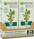 Garnier BIO Bálsamo Reparador con Aceite de Argán y Manteca de Karité Ecológicos y Vitamina E - Pack de 2 x 50 ml (Total: 100 ml)
