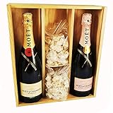 Champagne Moet & Chandon - Imperial Brut/Rosé & 2 * 150 gramos Nougadets de avellana - Jonquier Deux Frères - En caja de madera