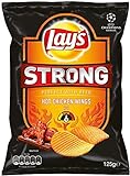 Lay’s Strong Hot Chicken Wings - 5 bolsas por set - 125 g por bolsa - Chips crujientes - Picante ahumado y fuerte - Picante medio a extra picante - Combinación perfecta para cualquier tipo de cerveza