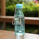 VORCOOL Botella plástica transparente a prueba de fugas libre de BPA de la botella de agua 550ml para correr deportes al aire libre (azul de cielo)