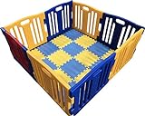 Parque de Bebe XL 8 Piezas Star Ibaby Play Twin/Incluye alfombra puzzle 16 piezas/Multiples Formas de Montaje
