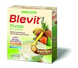 Blevit Plus Superfibra Frutas - Papilla de Cereales para Bebé Con Arroz Integral y Pulpa de Frutas Frescas - Sin Gluten y Sin Azúcares Añadidos - Desde los 4 meses - 600g