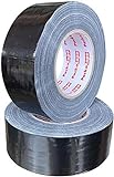 Packatape Black Duct Cloth Tape 50mm x 50 Meters Super Sticky Extra Strong (2 Pack)