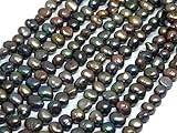 Perlas cultivadas de agua dulce, 8 mm, color antracita, negro, grano de arroz natural, barroco, piedras preciosas, perlas de concha, para enhebrar
