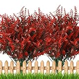 8Pcs Flores Artificiales de Lavanda Roja, Ramo de Lavanda Flores Artificiales Plantas de Resistentes a Los Rayos UV, Ramo de Flores Secas Naturales para Interiores Exteriores Bricolaje Boda Jardín